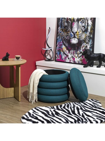 Rétro Chic Pouf ''Atome'' in Petrol - (H)44 x Ø 38 cm