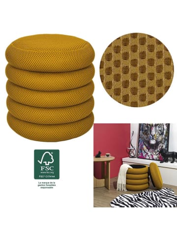 Rétro Chic Poef "Atome" okergeel - (H)44 x Ø 38 cm