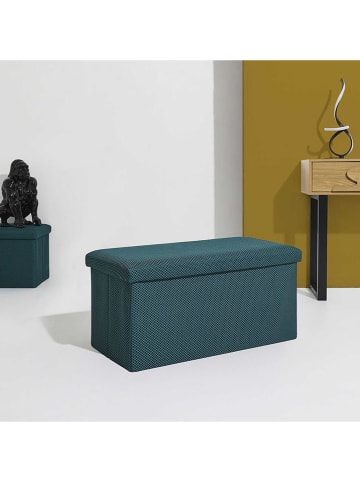 Rétro Chic Skrzynia "Atome" w kolorze morskim do siedzenia - 77 x 38 x 38 cm