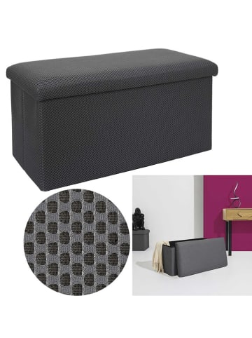 Rétro Chic Sitztruhe "Atome" in Grau - (B)77 x (H)38 x (T)38 cm