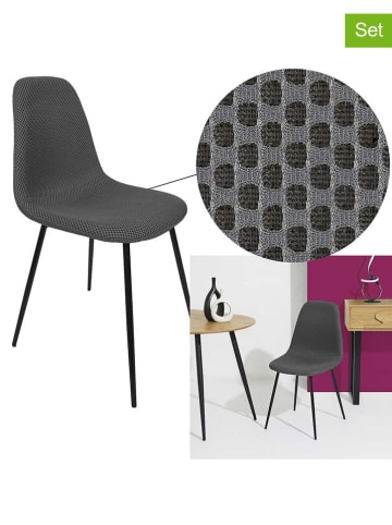 Rétro Chic 4er-Set: Stühle ''Atome'' in Grau - (B)44 x (H)86 x (T)54 cm