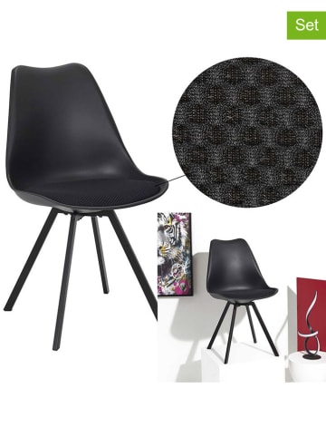 Rétro Chic 4-delige set: stoelen "Atome" zwart - (B)47 x (H)82 x (D)52 cm