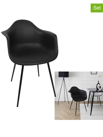 Rétro Chic 4-delige set: fauteuils "Gustav" zwart - (B)62 x (H)85 x (D)59 cm