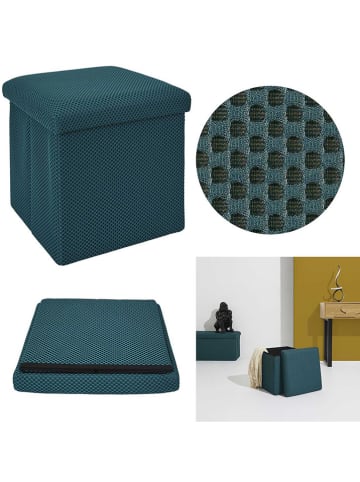 Rétro Chic Kruk met opbergruimte "Atome" petrol - (B)38 x (H)38 x (D)38 cm