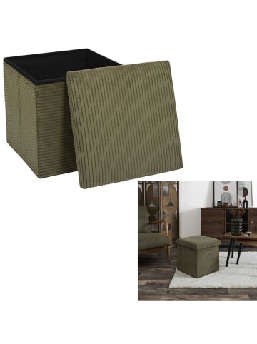 THE HOME DECO FACTORY Puf w kolorze khaki - 38 x 38 x 38 cm