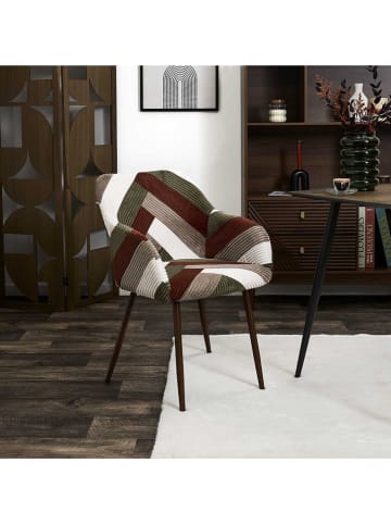 THE HOME DECO FACTORY Gestoffeerde stoel bruin/grijs/wit - (B)62 x (H)84 x (D)59 cm