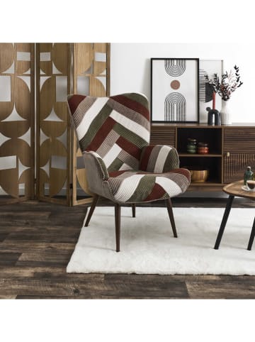 THE HOME DECO FACTORY Sessel "Patchwork" in Braun/ Grün/ Beige - (B)69 x (H)97 x (T)76 cm