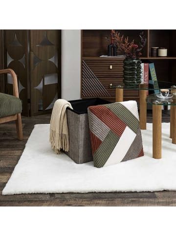 THE HOME DECO FACTORY Puf w kolorze beżowo-białym - 38 x 38 cm