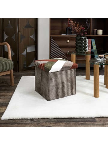 THE HOME DECO FACTORY Pouf in Beige/ Weiß - (B)38 x (H)38 cm