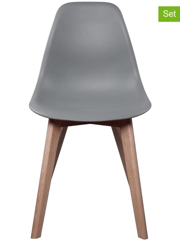 THE HOME DECO FACTORY 2-delige set: eetkamerstoelen grijs - (B)46 x (H)86 x (D)52 cm