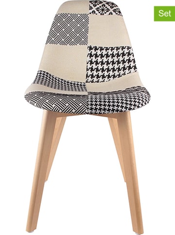 THE HOME DECO FACTORY Krzesła (2 szt.) w kolorze kremowo-czarnym - 47 x 87 x 54 cm