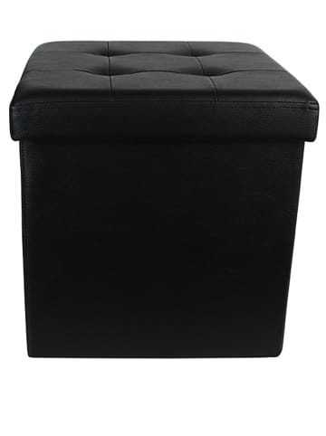 Rétro Chic Hocker w kolorze czarnym ze schowkiem - 38 x 38 x 38 cm