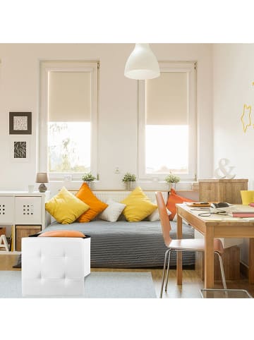 Rétro Chic Kruk met opbergruimte wit - (B)38 x (H)38 x (D)38 cm