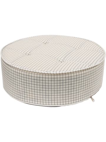 Ethnical Life Pouf in Creme/ Schwarz - (H)16 x Ø 50 cm