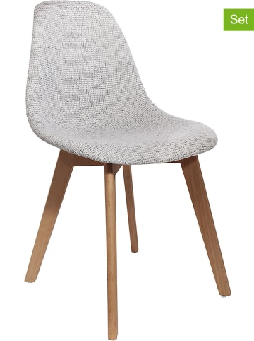 THE HOME DECO FACTORY 2-delige set: eetkamerstoelen grijs/naturel - (B)55 x (H)85 x (D)46 cm