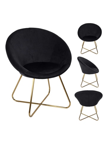 Rétro Chic Fauteuil "Karl" zwart - (B)58,5 x (H)74 x (D)65 cm