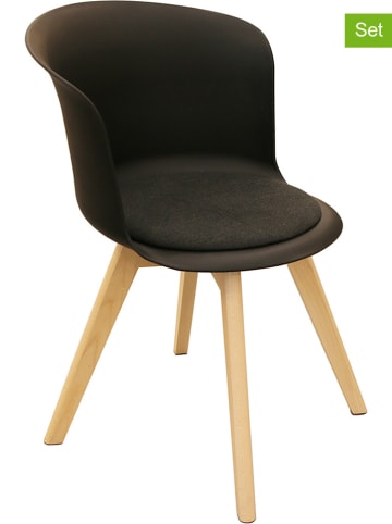 THE HOME DECO FACTORY Krzesła (2 szt.) "Enko" w kolorze czarnym - 56 x 75 x 53 cm