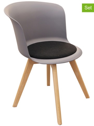 THE HOME DECO FACTORY 2er-Set: Esszimmerstühle "Enko" in Grau - (B)56 x (H)75 x (T)53 cm
