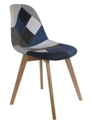 THE HOME DECO FACTORY Esszimmerstuhl "Patchwork" in Blau/ Grau - (B)57,8 x (H)86,5 x (T)47 cm