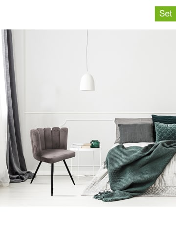 Rétro Chic 2-delige set: fauteuils "Ariel" grijs - (B)52,5 x (H)79,7 x (D)50,5 cm