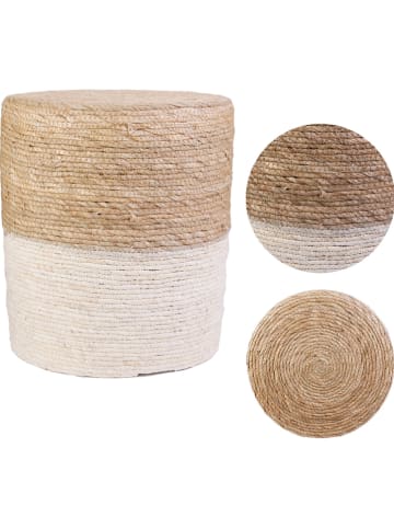 Ethnical Life Poef lichtbruin/crème - (H)41 x Ø 35,5 cm