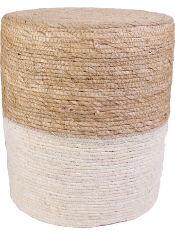 Ethnical Life Poef lichtbruin/crème - (H)41 x Ø 35,5 cm