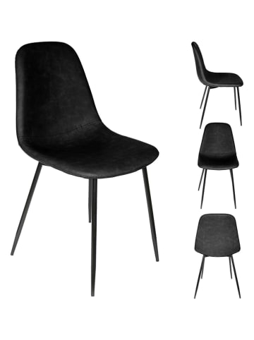 Rétro Chic 4-delige set: eetkamerstoelen "Amber" zwart - (B)44 x (H)86 x (D)54 cm