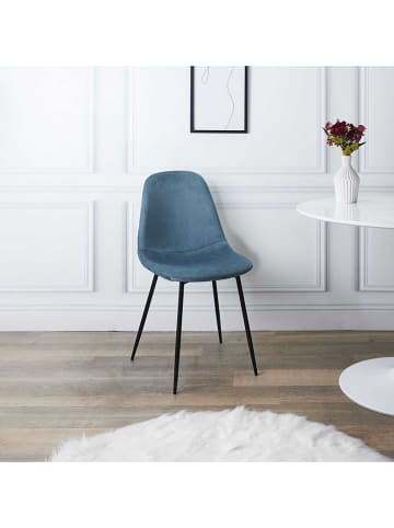 Rétro Chic Eetkamerstoel "Giulia" blauw - (B)42,5 x (H)87 x (D)44 cm