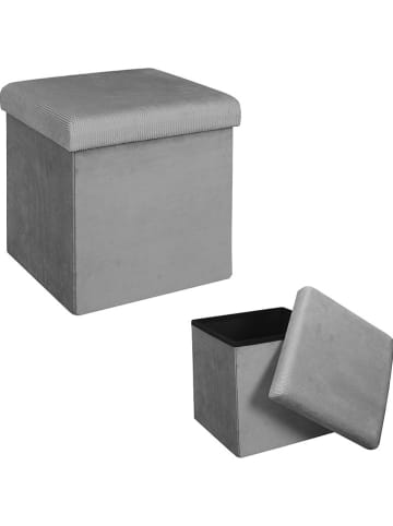 The Home Deco Kids Hocker "Giulia" w kolorze szarym ze schowkiem - 38 x 38 x 38 cm