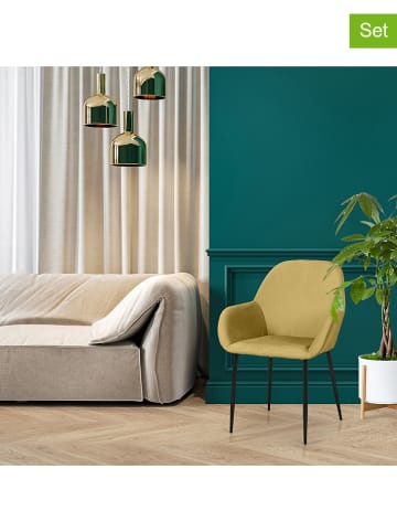 Rétro Chic 2-delige set: eetkamerstoelen "Giulia" geel - (B)59 x (H)84 x (D)44,5 cm