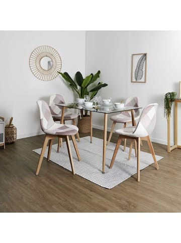 THE HOME DECO FACTORY Esszimmerstuhl "Patchwork" in Rosa - (B)57,8 x (H)86,5 x (T)47 cm