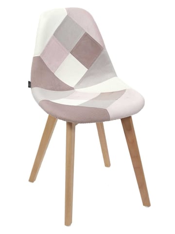 THE HOME DECO FACTORY Eetkamerstoel "Patchwork" lichtroze - (B)57,8 x (H)86,5 x (D)47 cm