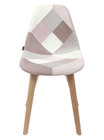 THE HOME DECO FACTORY Esszimmerstuhl "Patchwork" in Rosa - (B)57,8 x (H)86,5 x (T)47 cm