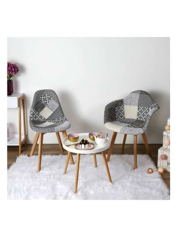 Ethnical Life 2-delige set: eetkamerstoelen grijs - (B)47 x (H)87 x (D)53 cm