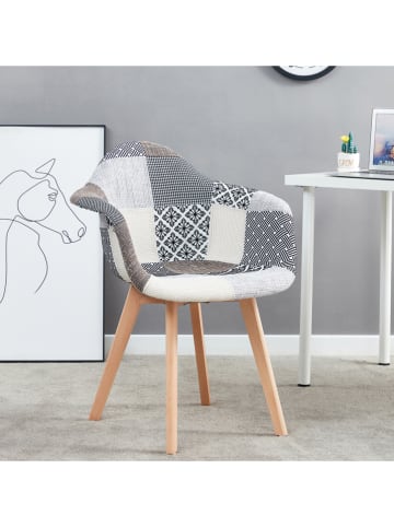 THE HOME DECO FACTORY 2-delige set: eetkamerstoelen grijs/beige - (B)59 x (H)85 x (D)63,8 cm