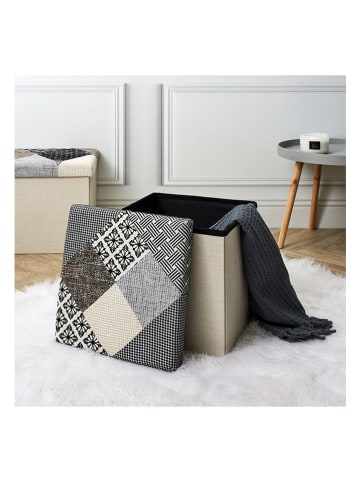 THE HOME DECO FACTORY Kruk met opbergruimte grijs/beige - (B)38 x (H)38 x (D)38 cm