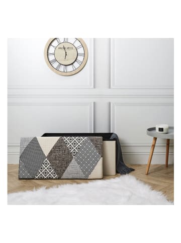 THE HOME DECO FACTORY Zitkist grijs/beige - (B)76 x (H)38 x (D)38 cm