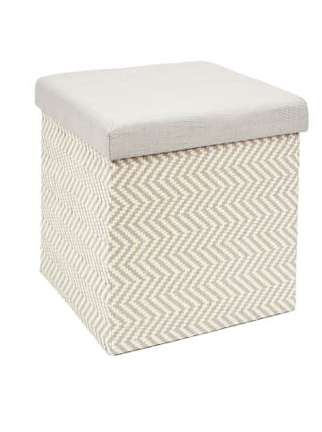 Ethnical Life Kruk met opbergruimte beige/grijs - (B)38 x (H)38 x (D)38 cm