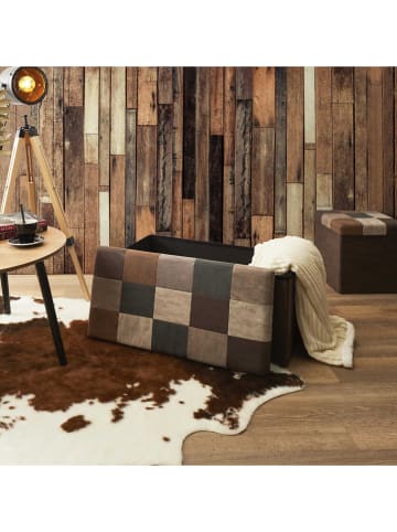 THE HOME DECO FACTORY Opbergbank bruin/beige - (B)76 x (H)38 x (D)38 cm