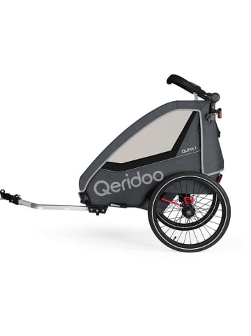Qeridoo Przyczepka rowerowa 3w1 "Qupa 1" w kolorze szarym