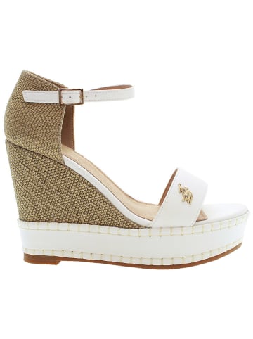 U.S. Polo Assn. Sandały w kolorze białym na koturnie