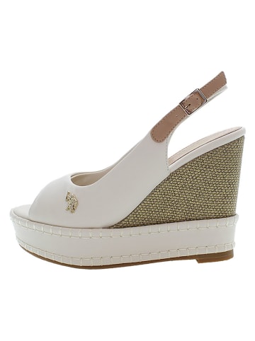 U.S. Polo Assn. Sandały w kolorze białym na koturnie