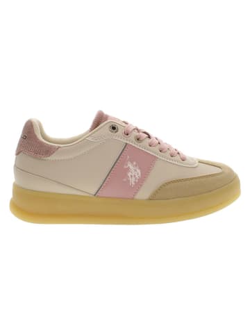 U.S. Polo Assn. Sneakersy w kolorze beżowo-jasnoróżowym