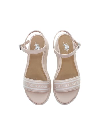 U.S. Polo Assn. Sandały w kolorze beżowym na koturnie