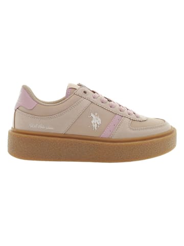 U.S. Polo Assn. Sneakersy w kolorze beżowo-jasnoróżowym