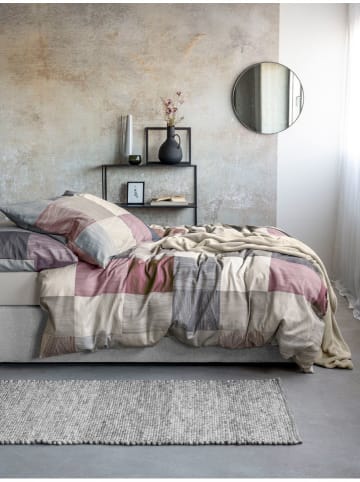 Irisette Seersucker beddengoedset beige/grijs/rood