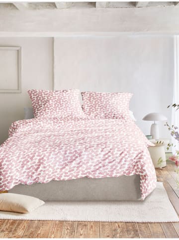 Irisette Seersucker-Bettwäsche-Set in Weiß/ Pink