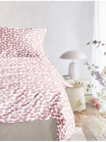 Irisette Seersucker-Bettwäsche-Set in Weiß/ Pink