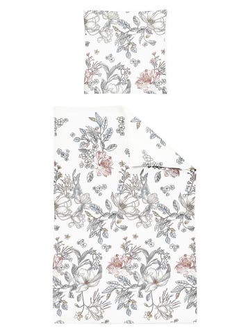 Irisette Komplet pościeli flanelowej w kolorze biało-szarym