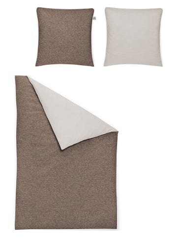 Irisette Satin-Bettwäsche-Set in Braun/ Weiß